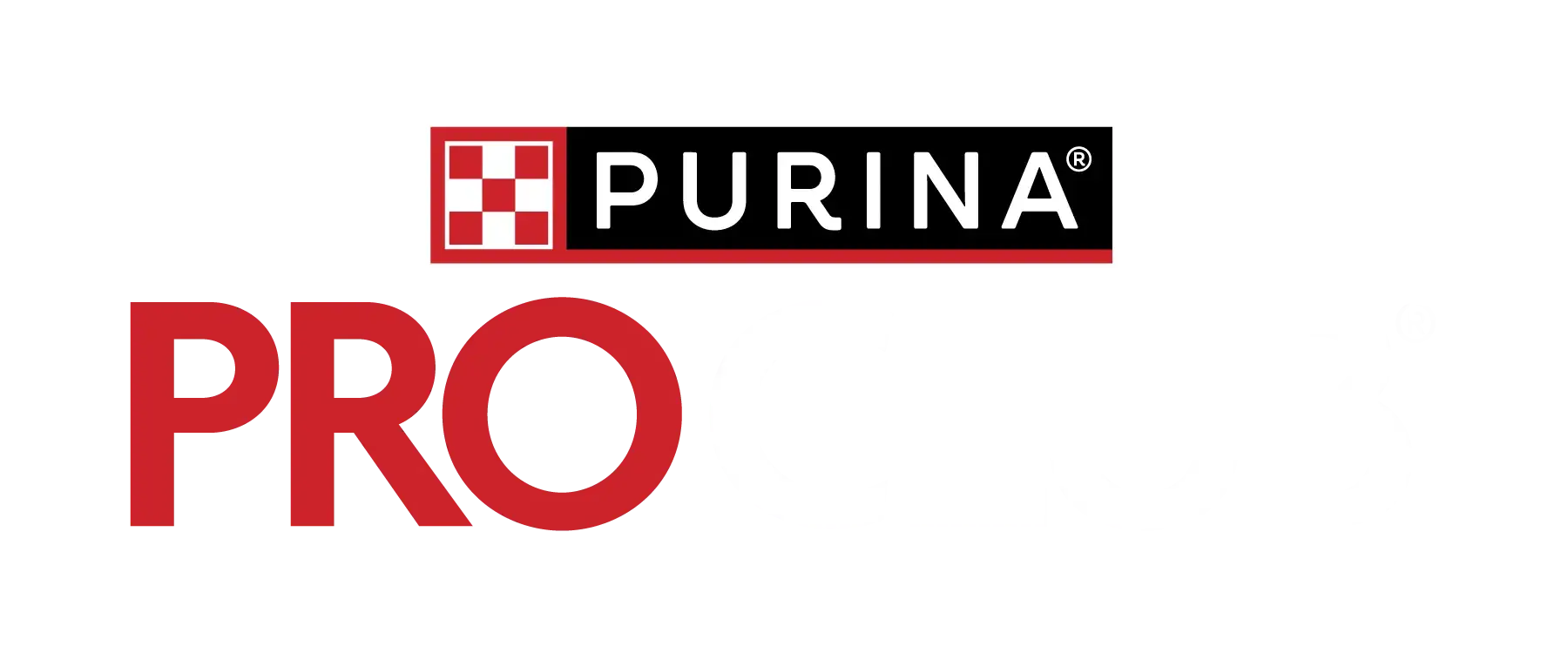purina pro club logo with "purina" in a black rectangle above "pro club" in bold red and white letters, on a black background.