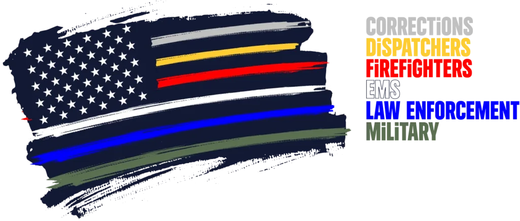 illustration of first responder and military flag