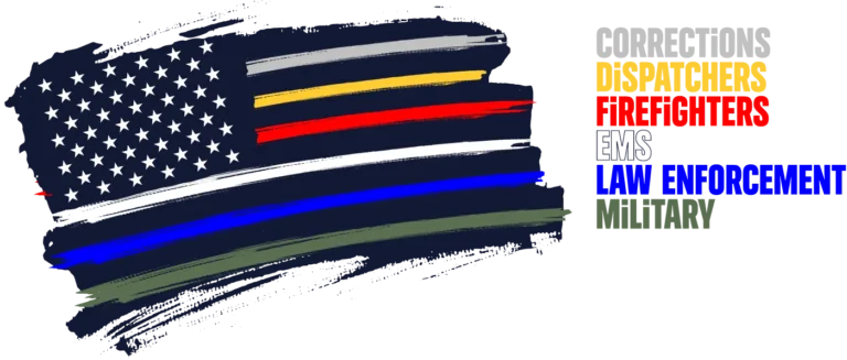 illustration of first responder and military flag